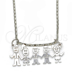 Collares con Dije 04.106.0014.1.20 Rodio Laminado, Diseño de Niñito Pequeño y Niñita Pequeña, Pulido, Rodinado (Grosor 02 MM, 20 Pulgadas de Largo)