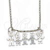 Collares con Dije 04.106.0014.1.20 Rodio Laminado, Diseño de Niñito Pequeño y Niñita Pequeña, Pulido, Rodinado (Grosor 02 MM, 20 Pulgadas de Largo)