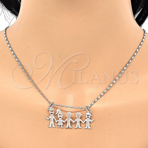 Collares con Dije 04.106.0015.1.20 Rodio Laminado, Diseño de Niñito Pequeño, Pulido, Rodinado (Grosor 02 MM, 20 Pulgadas de Largo)