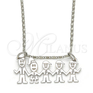 Collares con Dije 04.106.0015.1.20 Rodio Laminado, Diseño de Niñito Pequeño, Pulido, Rodinado (Grosor 02 MM, 20 Pulgadas de Largo)