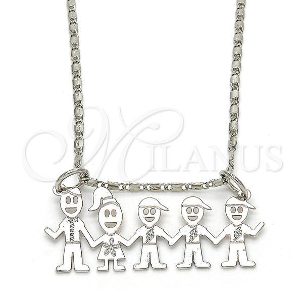 Collares con Dije 04.106.0015.1.20 Rodio Laminado, Diseño de Niñito Pequeño, Pulido, Rodinado (Grosor 02 MM, 20 Pulgadas de Largo)