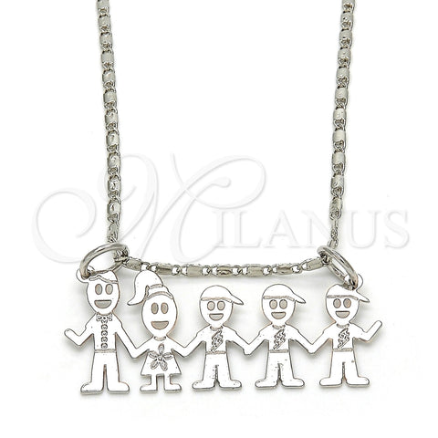 Collares con Dije 04.106.0015.1.20 Rodio Laminado, Diseño de Niñito Pequeño, Pulido, Rodinado (Grosor 02 MM, 20 Pulgadas de Largo)