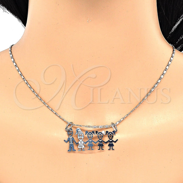 Collares con Dije 04.106.0016.1.20 Rodio Laminado, Diseño de Niñita Pequeña, Pulido, Rodinado (Grosor 02 MM, 20 Pulgadas de Largo)