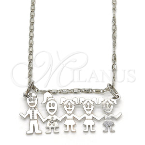 Collares con Dije 04.106.0016.1.20 Rodio Laminado, Diseño de Niñita Pequeña, Pulido, Rodinado (Grosor 02 MM, 20 Pulgadas de Largo)
