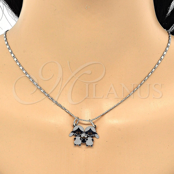 Collares con Dije 04.106.0018.1.20 Rodio Laminado, Diseño de Niñita Pequeña, Pulido, Rodinado (Grosor 02 MM, 20 Pulgadas de Largo)