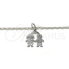 Collares con Dije 04.106.0020.1.20 Rodio Laminado, Diseño de Niñita Pequeña y Niñito Pequeño, Pulido, Rodinado (Grosor 02 MM, 20 Pulgadas de Largo)
