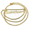 Collares con Dije 04.106.0021.20 Oro Laminado, Diseño de Con Nombre, Pulido, Tono Dorado (02 MM Thickness, 20 Inches Length)