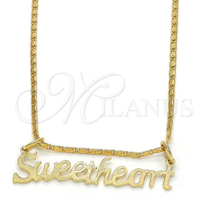 Collares con Dije 04.106.0021.20 Oro Laminado, Diseño de Con Nombre, Pulido, Tono Dorado (02 MM Thickness, 20 Inches Length)