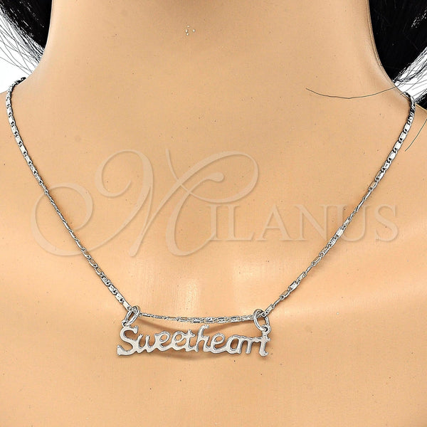 Collares con Dije 04.106.0021.1.20 Rodio Laminado, Pulido, Rodinado (Grosor 02 MM, 20 Pulgadas de Largo)