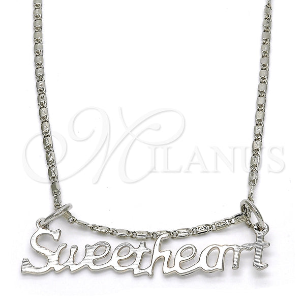 Collares con Dije 04.106.0021.1.20 Rodio Laminado, Pulido, Rodinado (Grosor 02 MM, 20 Pulgadas de Largo)
