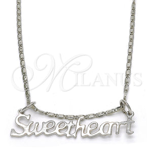 Collares con Dije 04.106.0021.1.20 Rodio Laminado, Pulido, Rodinado (Grosor 02 MM, 20 Pulgadas de Largo)