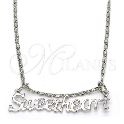 Collares con Dije 04.106.0021.1.20 Rodio Laminado, Pulido, Rodinado (Grosor 02 MM, 20 Pulgadas de Largo)