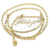 Collares con Dije 04.106.0022.20 Oro Laminado, Diseño de Con Nombre, Pulido, Tono Dorado (02 MM Thickness, 20 Inches Length)