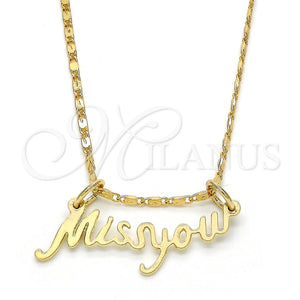 Collares con Dije 04.106.0022.20 Oro Laminado, Diseño de Con Nombre, Pulido, Tono Dorado (02 MM Thickness, 20 Inches Length)