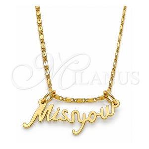 Collares con Dije 04.106.0022.20 Oro Laminado, Diseño de Con Nombre, Pulido, Tono Dorado (02 MM Thickness, 20 Inches Length)
