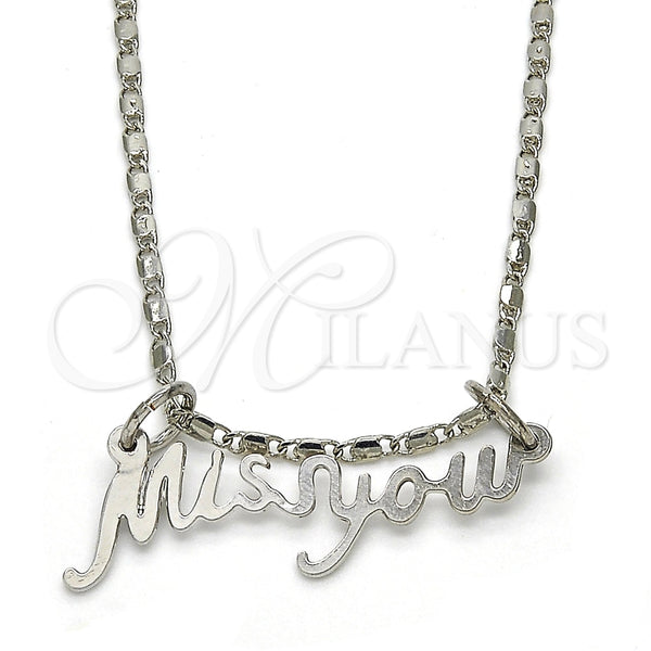 Collares con Dije 04.106.0022.1.20 Rodio Laminado, Pulido, Rodinado (Grosor 02 MM, 20 Pulgadas de Largo)