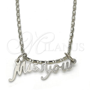 Collares con Dije 04.106.0022.1.20 Rodio Laminado, Pulido, Rodinado (Grosor 02 MM, 20 Pulgadas de Largo)