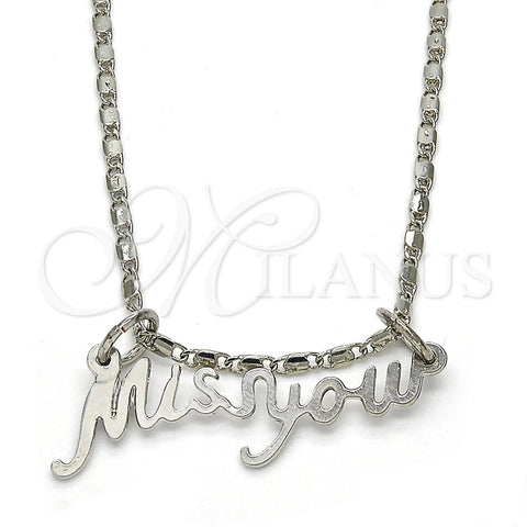 Collares con Dije 04.106.0022.1.20 Rodio Laminado, Pulido, Rodinado (Grosor 02 MM, 20 Pulgadas de Largo)
