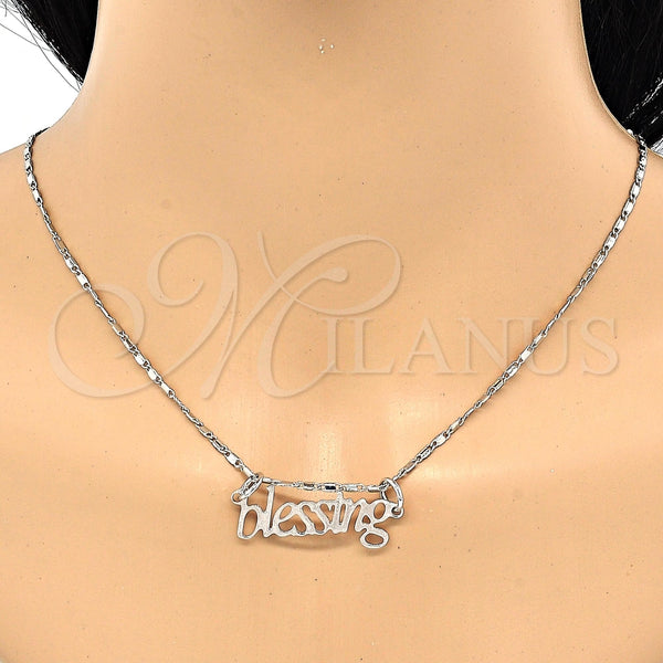 Collares con Dije 04.106.0023.1.20 Rodio Laminado, Pulido, Rodinado (Grosor 02 MM, 20 Pulgadas de Largo)