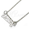 Collares con Dije 04.106.0023.1.20 Rodio Laminado, Pulido, Rodinado (Grosor 02 MM, 20 Pulgadas de Largo)