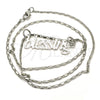 Collares con Dije 04.106.0023.1.20 Rodio Laminado, Pulido, Rodinado (Grosor 02 MM, 20 Pulgadas de Largo)