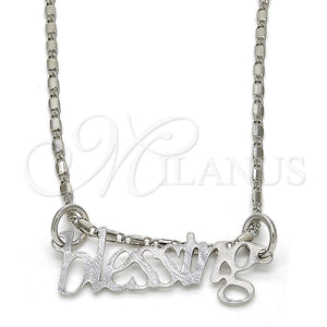 Collares con Dije 04.106.0023.1.20 Rodio Laminado, Pulido, Rodinado (Grosor 02 MM, 20 Pulgadas de Largo)