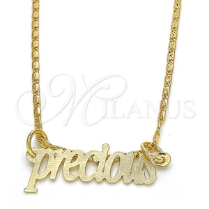 Collares con Dije 04.106.0024.20 Oro Laminado, Diseño de Con Nombre, Pulido, Tono Dorado (02 MM Thickness, 20 Inches Length)