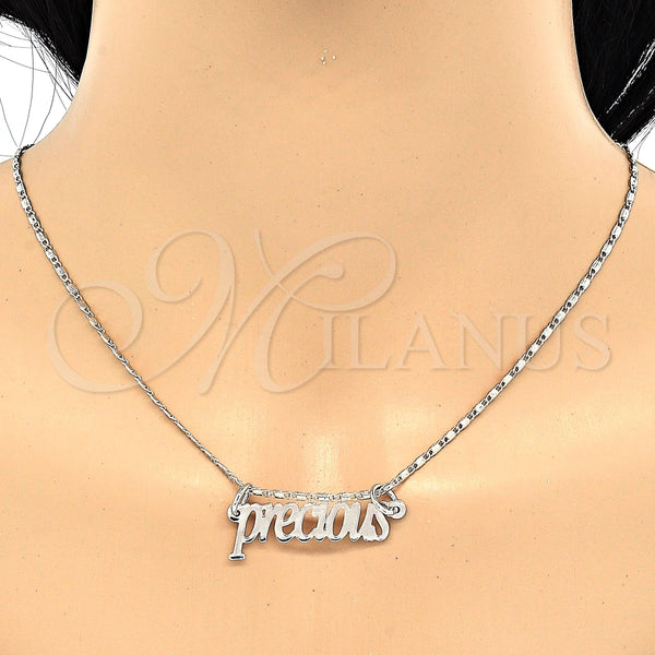 Collares con Dije 04.106.0024.1.20 Rodio Laminado, Pulido, Rodinado (Grosor 02 MM, 20 Pulgadas de Largo)