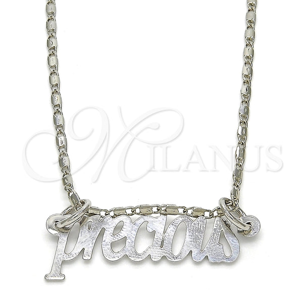 Collares con Dije 04.106.0024.1.20 Rodio Laminado, Pulido, Rodinado (Grosor 02 MM, 20 Pulgadas de Largo)
