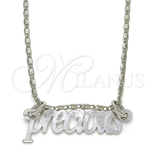 Collares con Dije 04.106.0024.1.20 Rodio Laminado, Pulido, Rodinado (Grosor 02 MM, 20 Pulgadas de Largo)