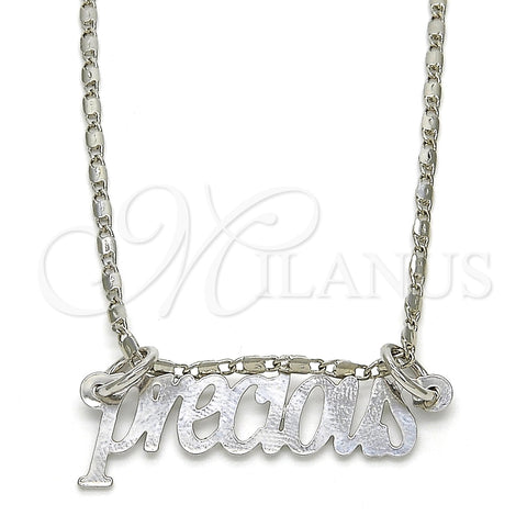 Collares con Dije 04.106.0024.1.20 Rodio Laminado, Pulido, Rodinado (Grosor 02 MM, 20 Pulgadas de Largo)