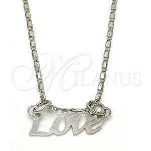 Collares con Dije 04.106.0028.1.20 Rodio Laminado, Diseño de Amor, Pulido, Rodinado (Grosor 02 MM, 20 Pulgadas de Largo)