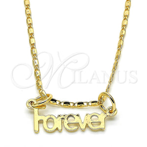 Collares con Dije 04.106.0029.20 Oro Laminado, Diseño de Con Nombre, Pulido, Tono Dorado (02 MM Thickness, 20 Inches Length)
