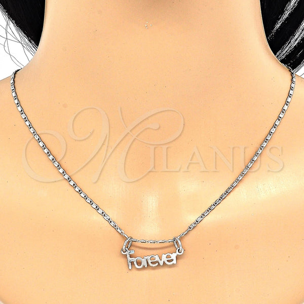 Collares con Dije 04.106.0029.1.20 Rodio Laminado, Pulido, Rodinado (Grosor 02 MM, 20 Pulgadas de Largo)