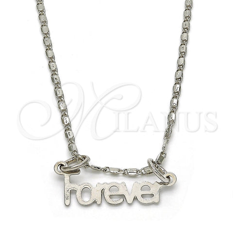 Collares con Dije 04.106.0029.1.20 Rodio Laminado, Pulido, Rodinado (Grosor 02 MM, 20 Pulgadas de Largo)