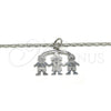 Collares con Dije 04.106.0030.1.20 Rodio Laminado, Diseño de Niñita Pequeña y Niñito Pequeño, Pulido, Rodinado (Grosor 02 MM, 20 Pulgadas de Largo)