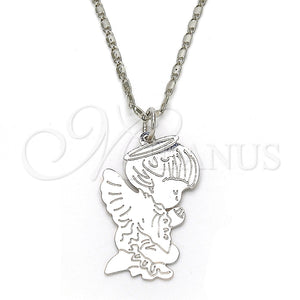 Collares con Dije 04.106.0031.1.20 Rodio Laminado, Diseño de Angel, Pulido, Rodinado (Grosor 02 MM, 20 Pulgadas de Largo)