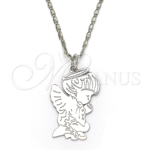 Collares con Dije 04.106.0031.1.20 Rodio Laminado, Diseño de Angel, Pulido, Rodinado (Grosor 02 MM, 20 Pulgadas de Largo)