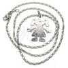 Collares con Dije 04.106.0032.1.20 Rodio Laminado, Diseño de Niñita Pequeña y Corazón, Pulido, Rodinado (Grosor 02 MM, 20 Pulgadas de Largo)