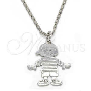 Collares con Dije 04.106.0033.1.20 Rodio Laminado, Diseño de Niñito Pequeño, Pulido, Rodinado (Grosor 02 MM, 20 Pulgadas de Largo)