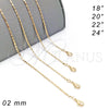 Gargantilla Basica 04.213.0051.20 Oro Laminado, Diseño de Mariner, Pulido, Tono Dorado (02 MM Thickness, 20 Inches Length)
