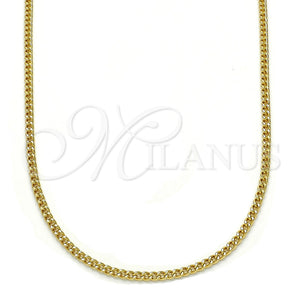 Gargantilla Basica 04.213.0090.20 Oro Laminado, Diseño de Miami Cubana, Pulido, Tono Dorado (02 MM Thickness, 20 Inches Length)