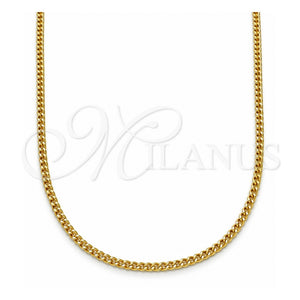 Gargantilla Basica 04.213.0090.20 Oro Laminado, Diseño de Miami Cubana, Pulido, Tono Dorado (02 MM Thickness, 20 Inches Length)