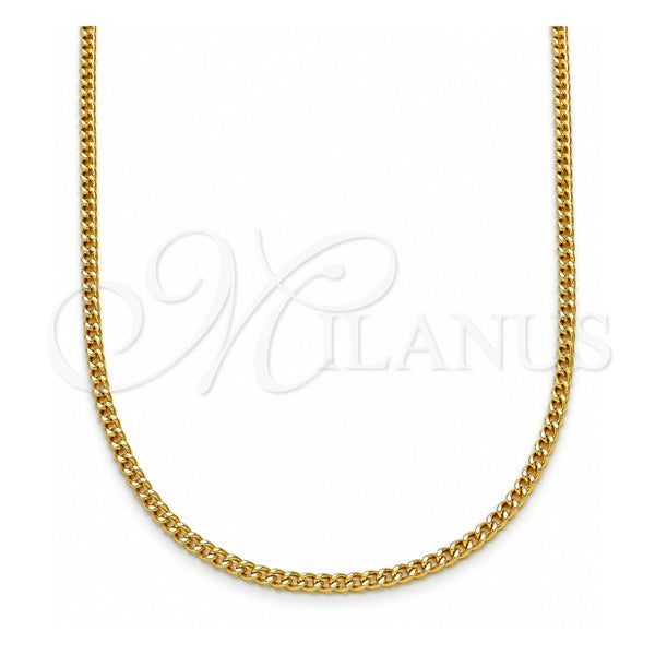 Gargantilla Basica 04.213.0090.20 Oro Laminado, Diseño de Miami Cubana, Pulido, Tono Dorado (02 MM Thickness, 20 Inches Length)