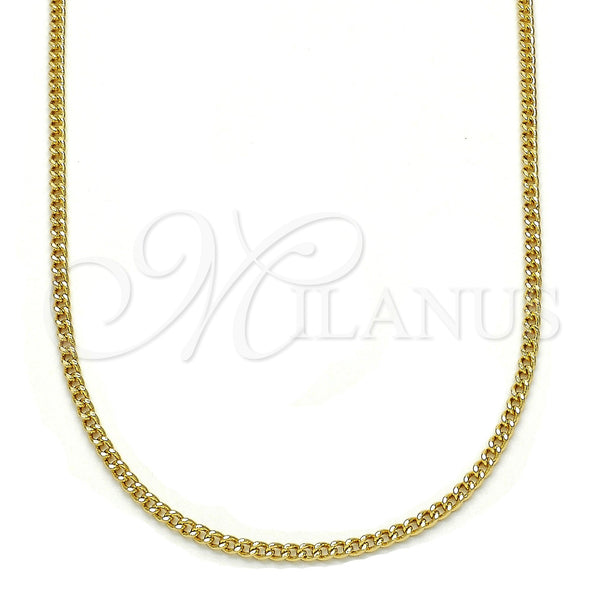 Gargantilla Basica 04.213.0090.20 Oro Laminado, Diseño de Miami Cubana, Pulido, Tono Dorado (02 MM Thickness, 20 Inches Length)