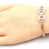 Pulsera Elegante 03.63.1836.08 Oro Laminado, Diseño de Infinito y Corazón, Pulido, Dos Tonos (05 MM Thickness, 8 Inches Length)