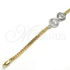 Pulsera Elegante 03.63.1836.08 Oro Laminado, Diseño de Infinito y Corazón, Pulido, Dos Tonos (05 MM Thickness, 8 Inches Length)