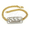 Pulsera Elegante 03.63.1837.08 Oro Laminado, Diseño de Delfín, Pulido, Dos Tonos (04 MM Thickness, 8 Inches Length)