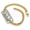 Pulsera Elegante 03.63.1837.08 Oro Laminado, Diseño de Delfín, Pulido, Dos Tonos (04 MM Thickness, 8 Inches Length)