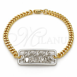Pulsera Elegante 03.63.1838.08 Oro Laminado, Diseño de Ãrbol, Pulido, Dos Tonos (04 MM Thickness, 8 Inches Length)